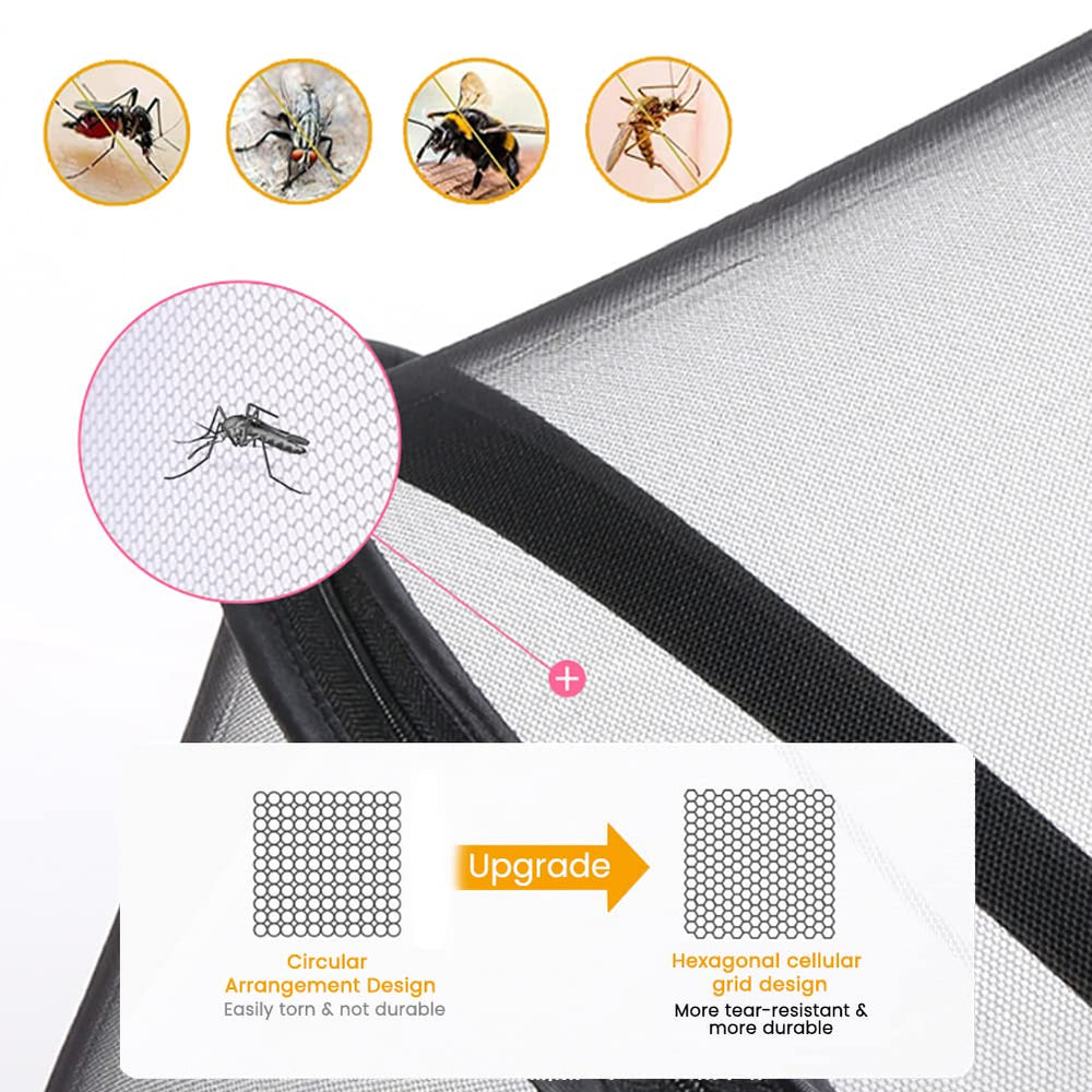 Orzbow universal-fit mosquito net with elastic edging fits most strollers.