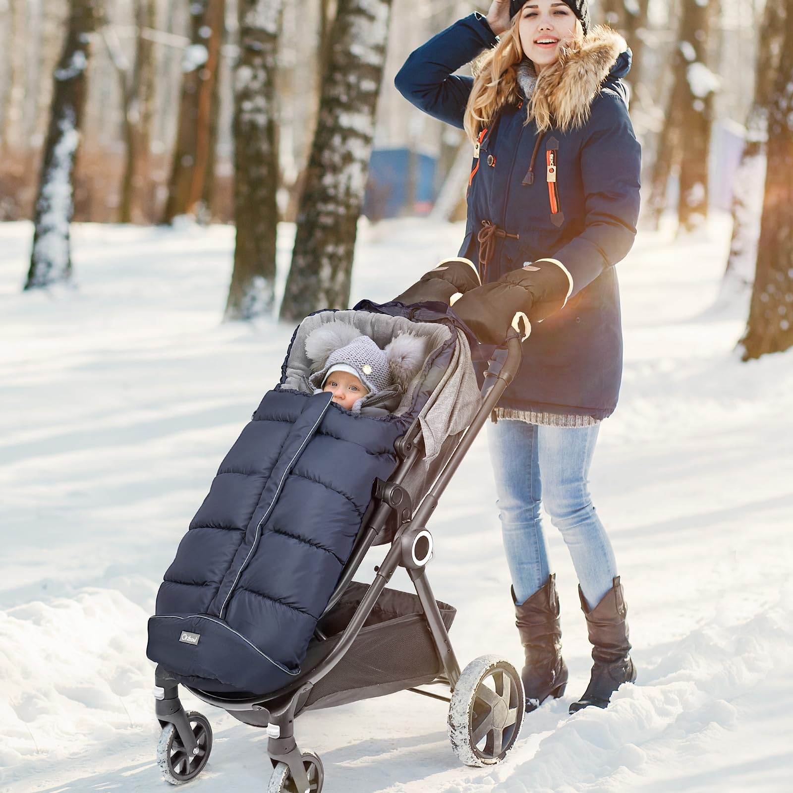 Orzbow non-slip backing keeps the footmuff securely in place