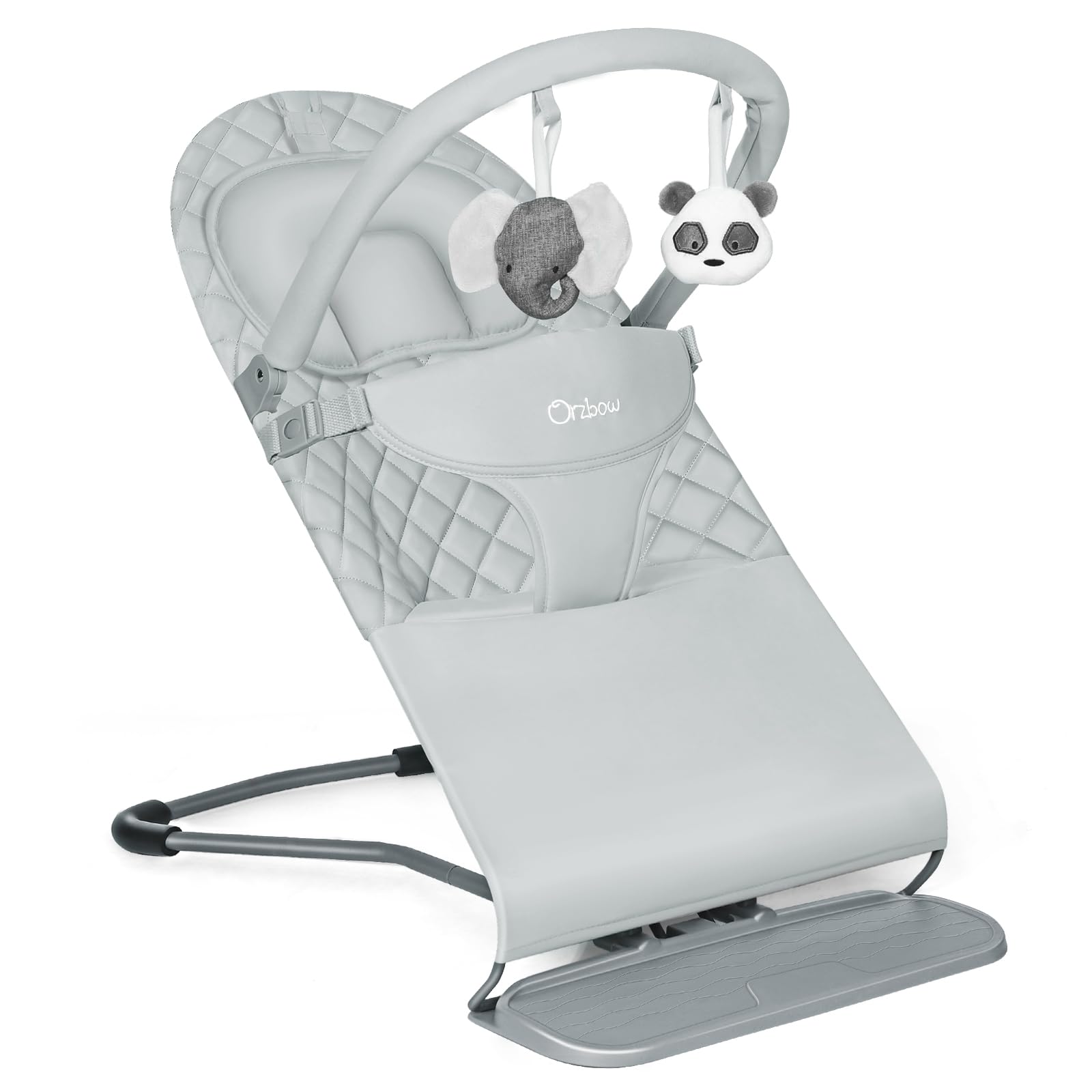 Orzbow portable baby bouncer in foldable mode for easy storage and travel.