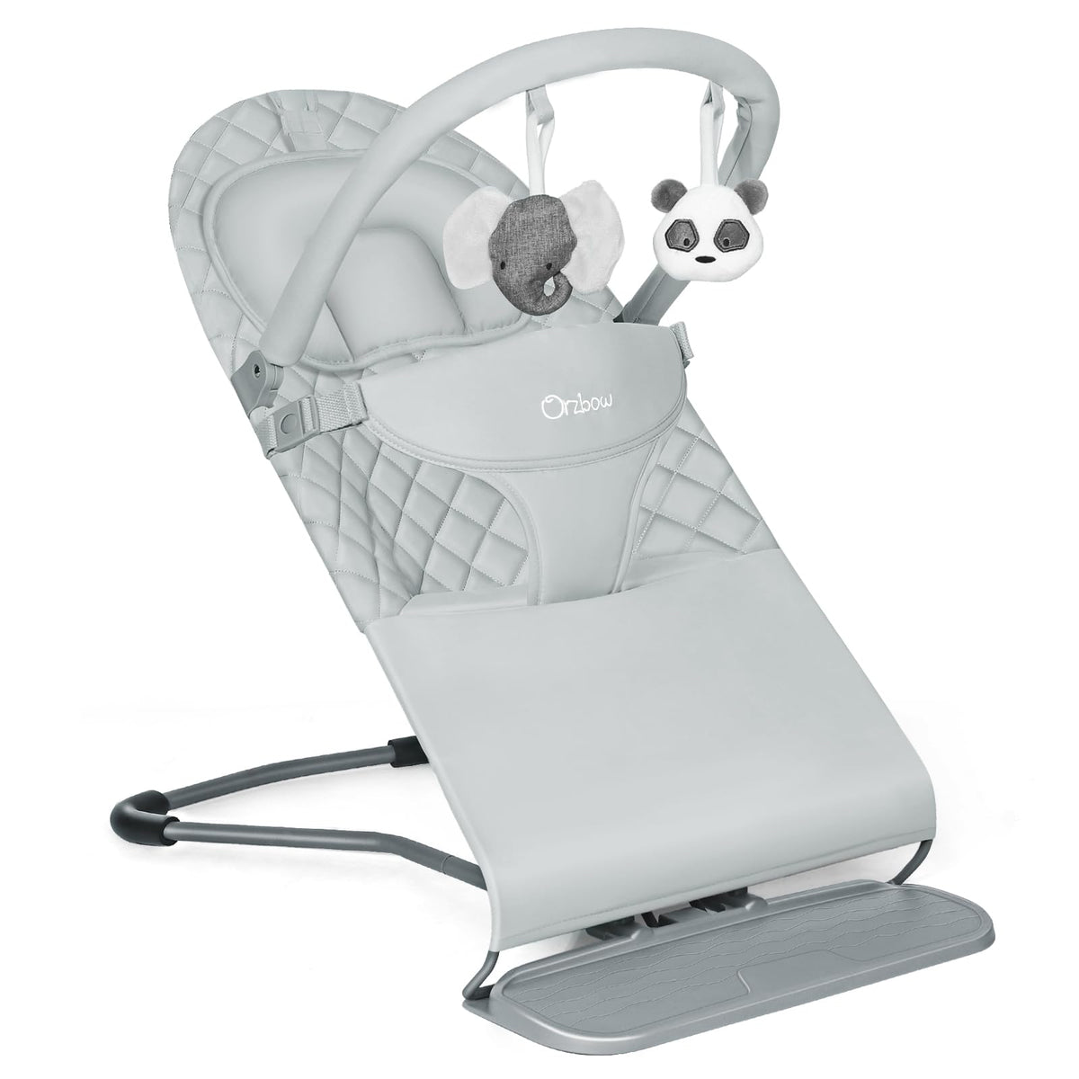Orzbow portable baby bouncer in foldable mode for easy storage and travel.