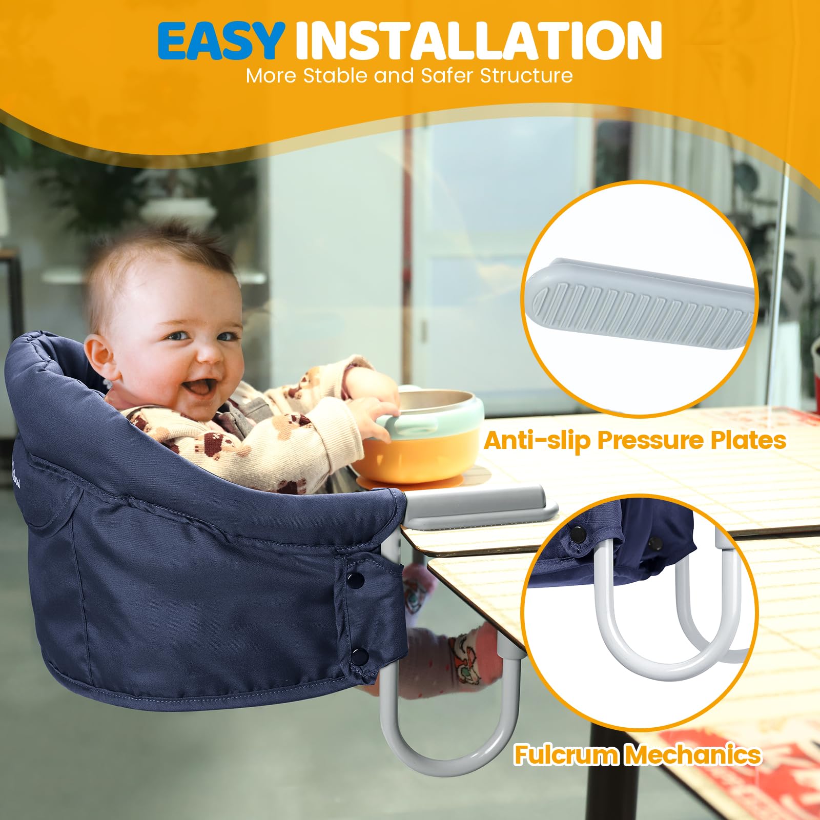 Orzbow portable high chair with carry bag for easy travel and quick setup.
