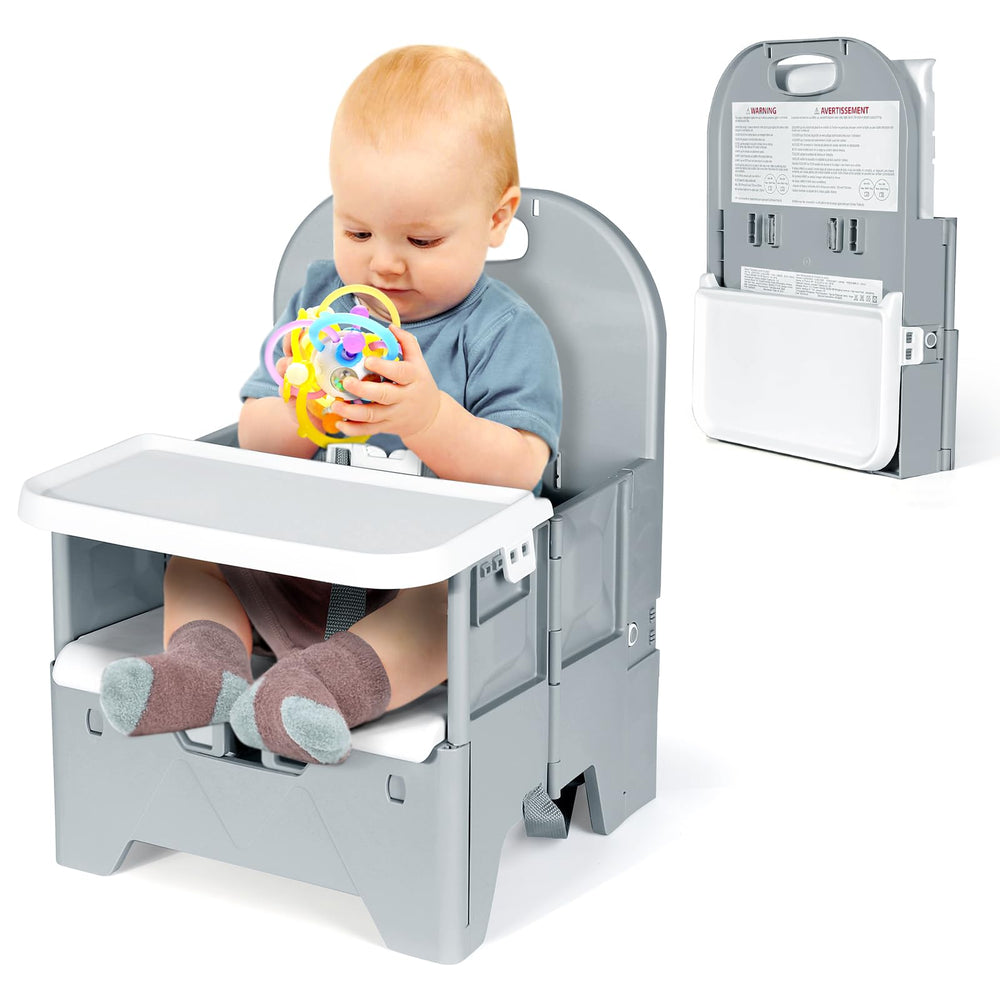 Orzbow portable high chair with tray for a stable dining setup at home or on the go.
