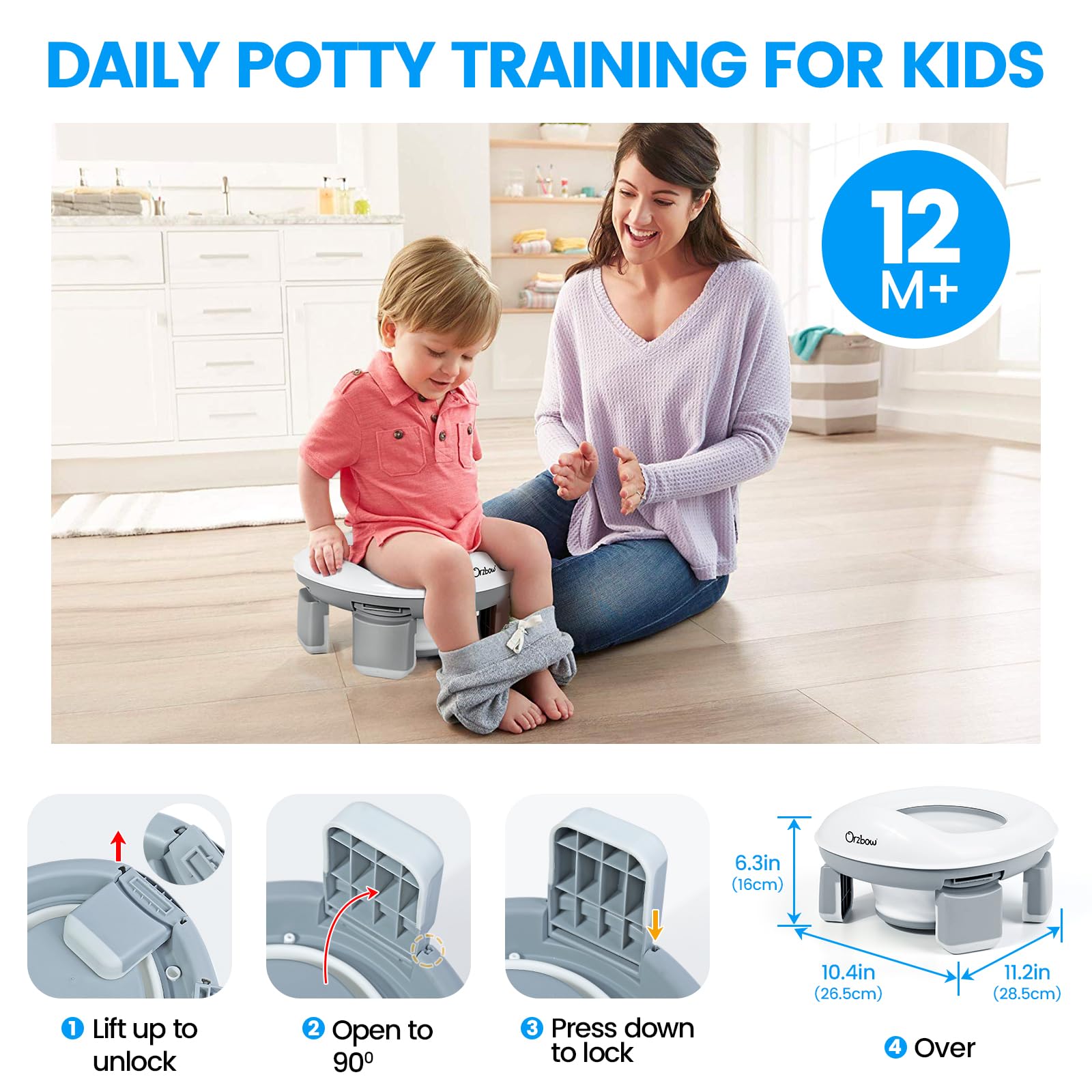 Orzbow Portable Potty splash guard in action keeps mess contained.