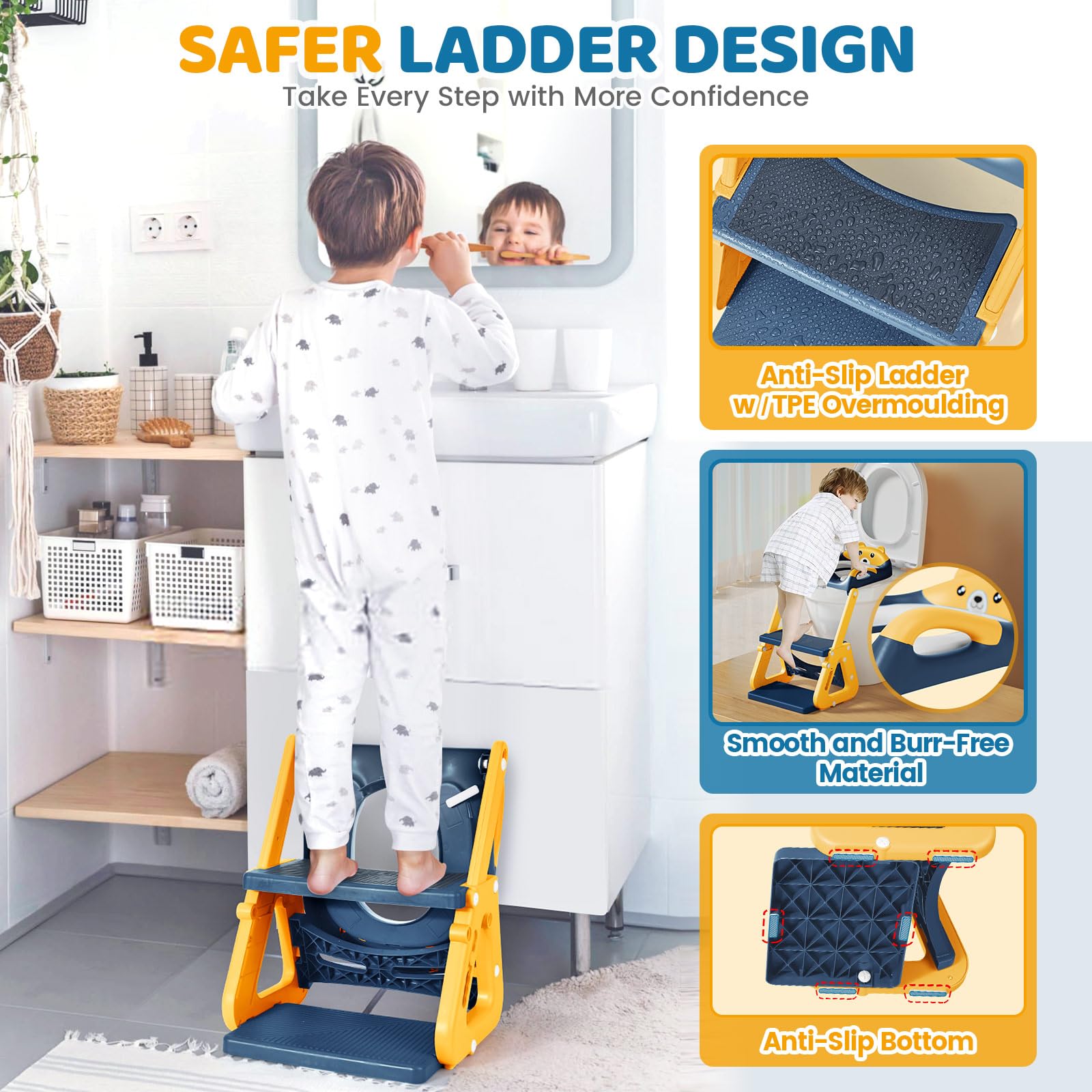 Orzbow foldable, lightweight seat-stool for easy storage.