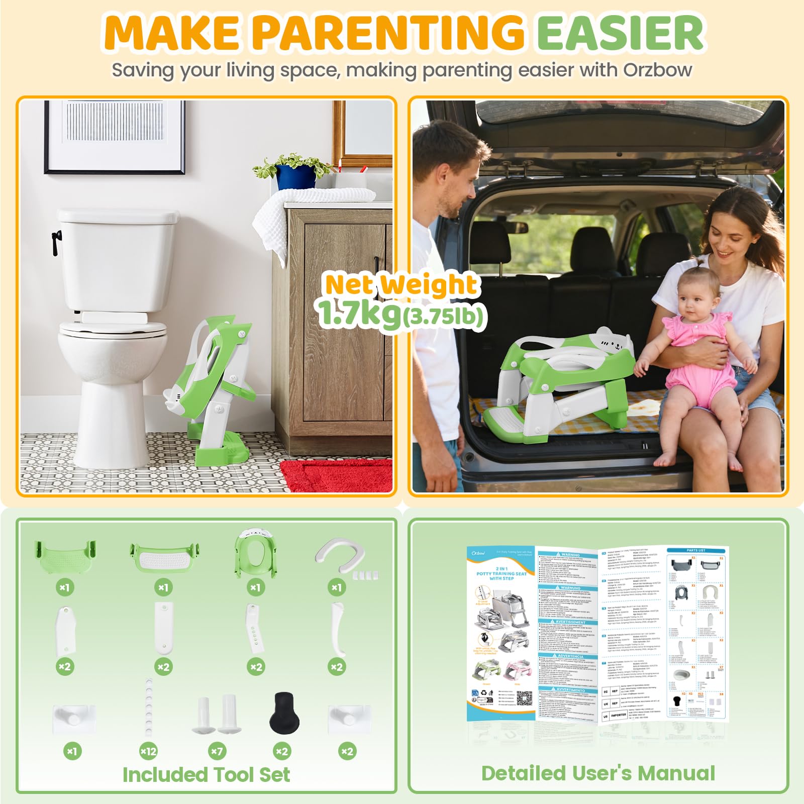 Orzbow potty seat in use with kids promotes comfortable seating and confidence