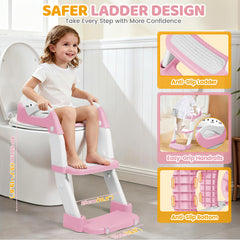 Orzbow potty seat with ladder viewed from side showing secure grip and stability