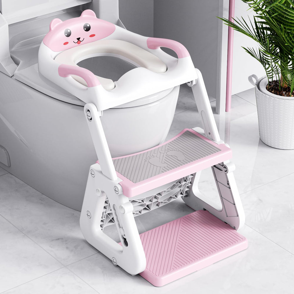 Orzbow pink potty training seat with step stool for toddlers