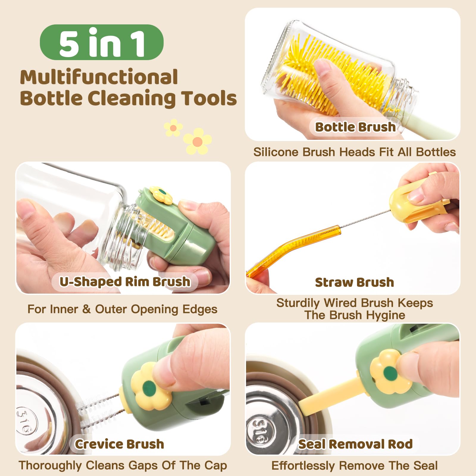 Orzbow silicone bottle brush close-up highlighting soft hygienic bristles