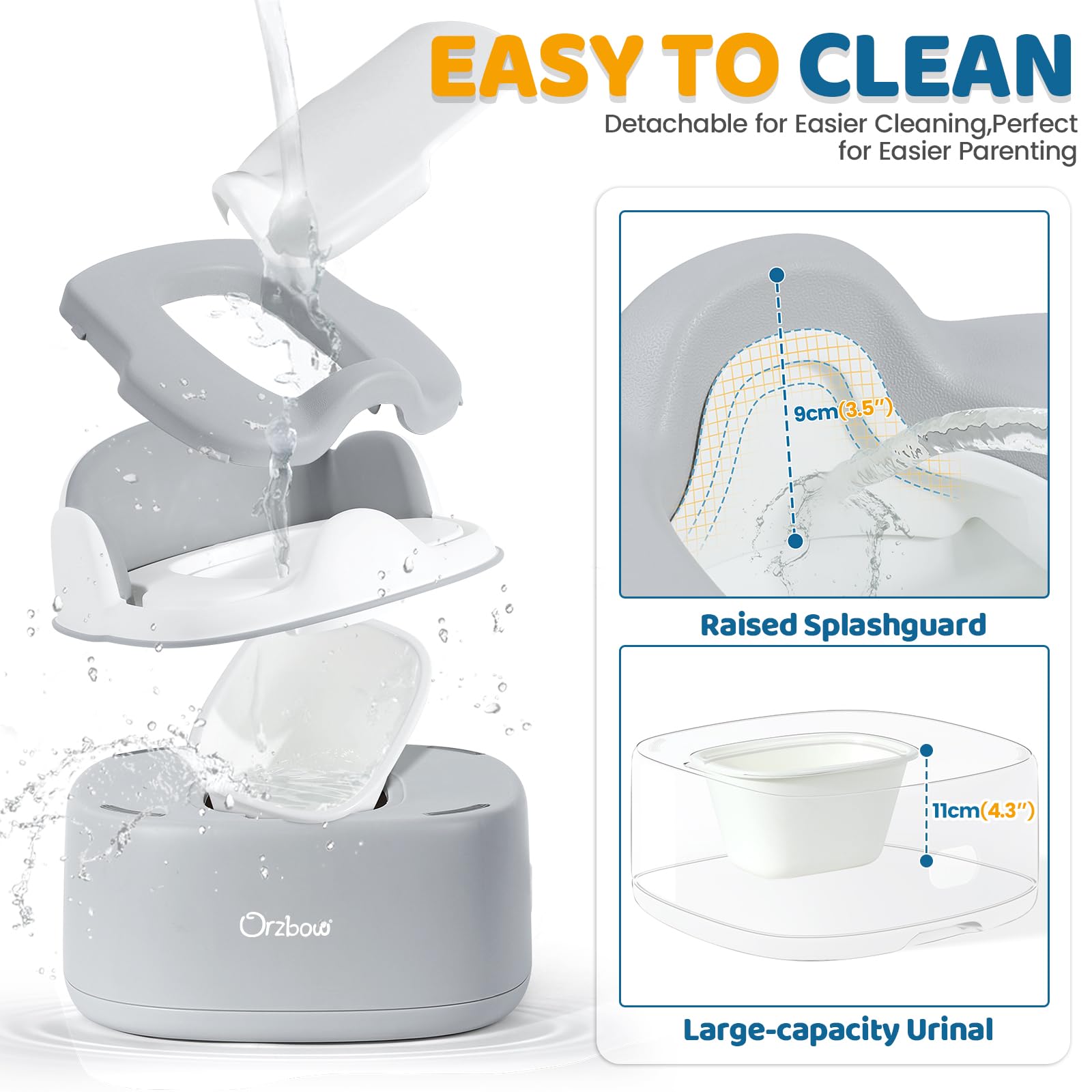 Orzbow splash guard: easy-to-clean guard minimizes mess during potty sessions.