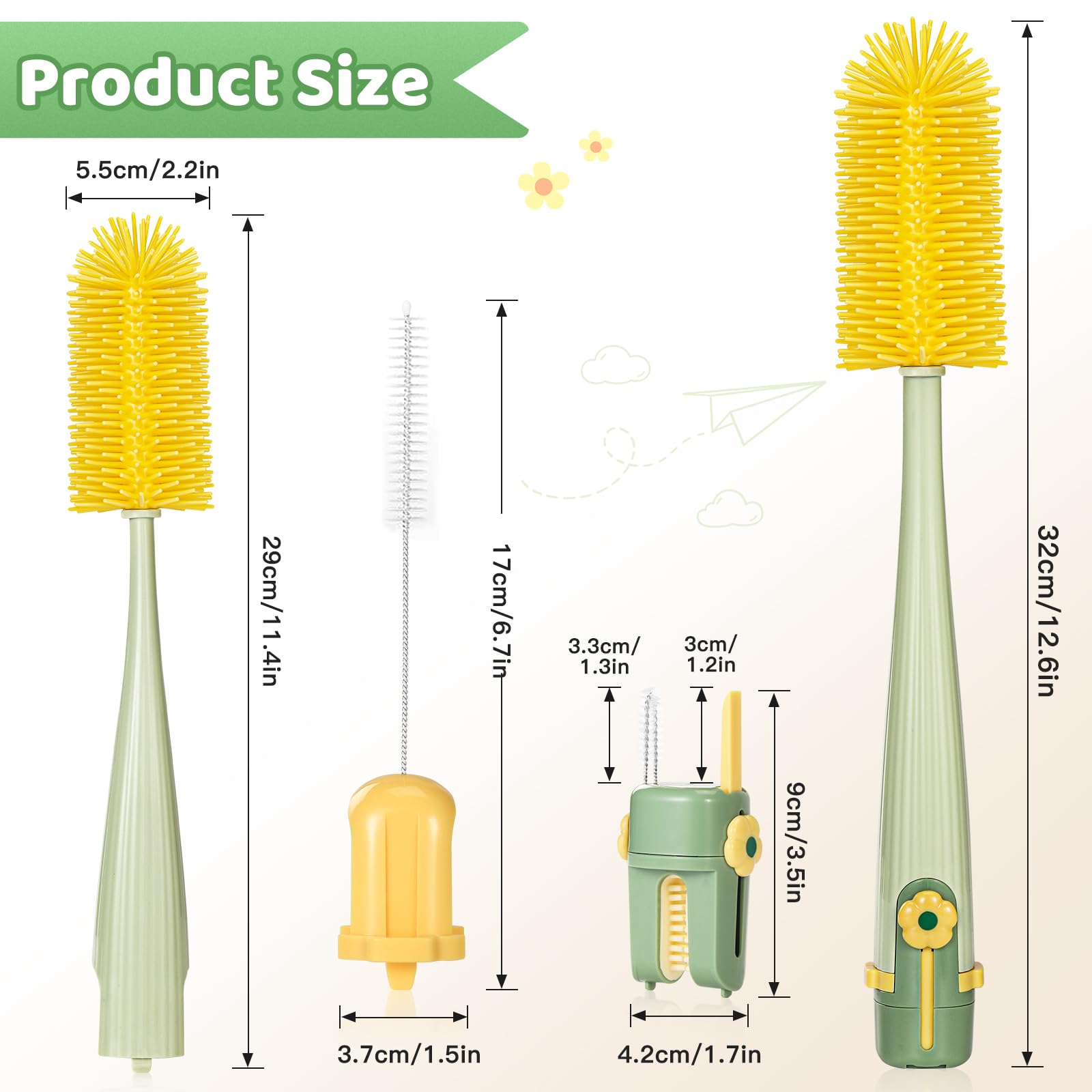 Orzbow straw brush reaching narrow inner walls for thorough cleaning