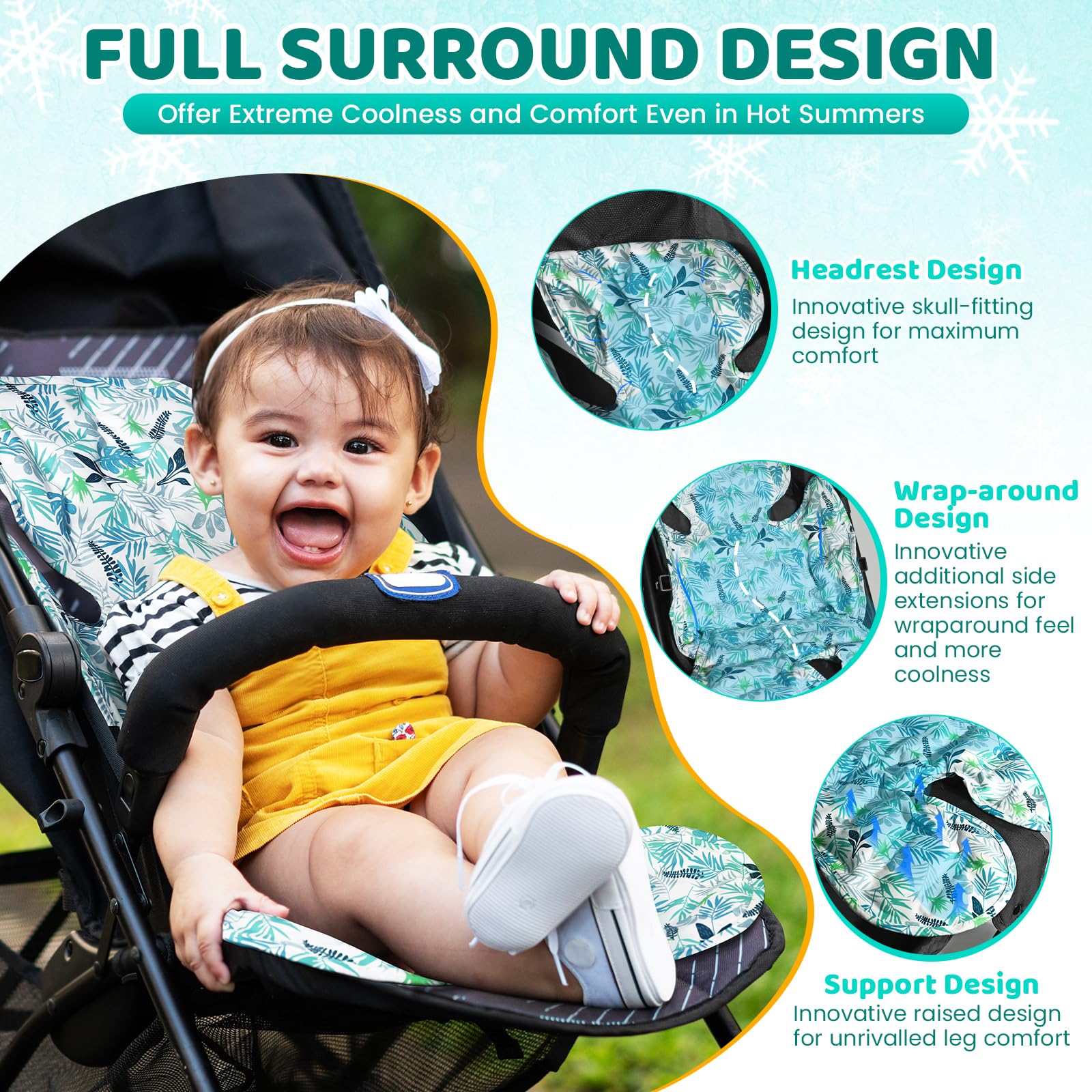 Orzbow Stroller Cooling Pad reversible design for easy side switch and comfort