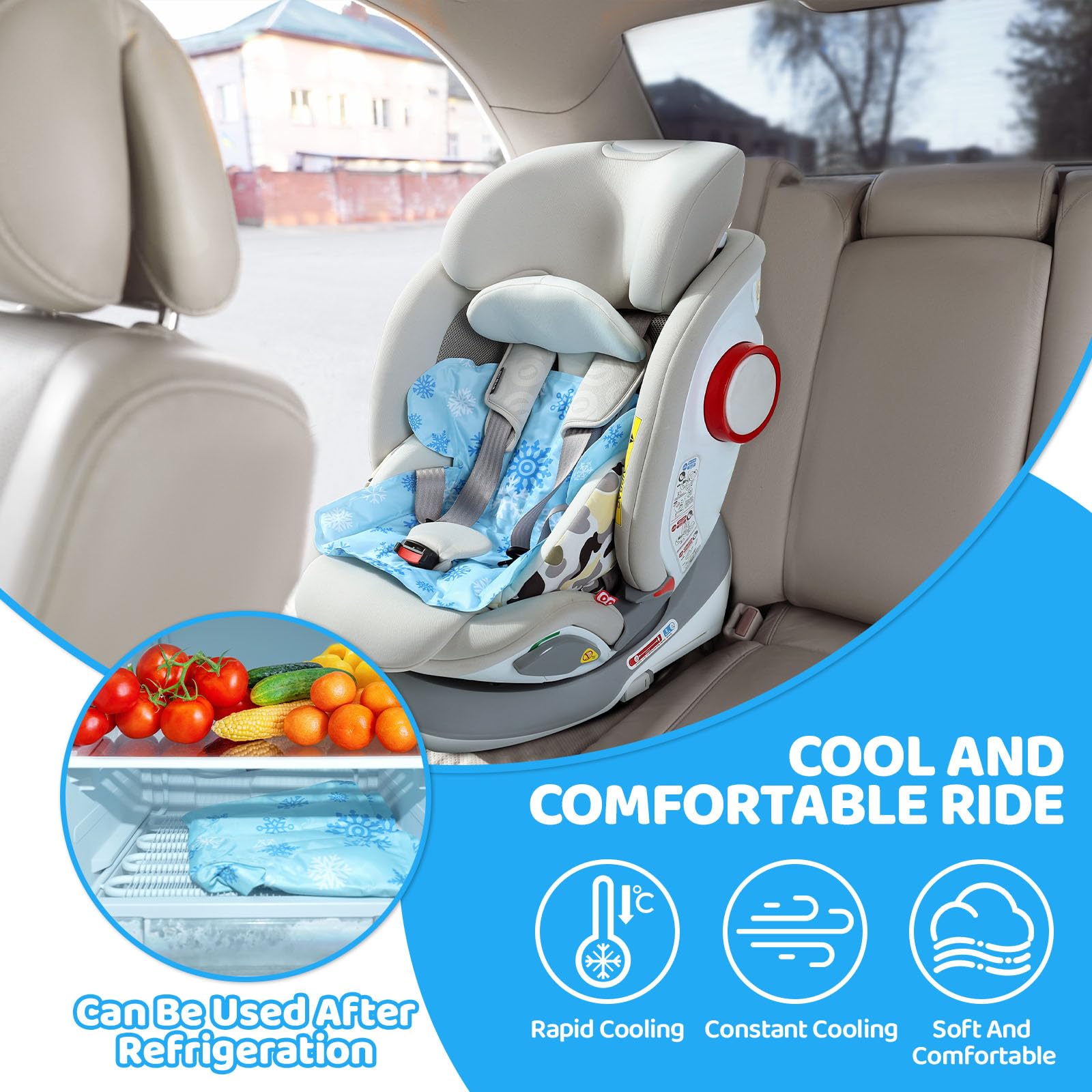 Orzbow stroller cooling pad with waterproof cover protects against spills.