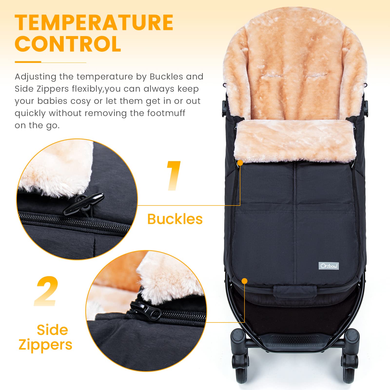 Orzbow stroller footmuff universal fit for most strollers and car seats.