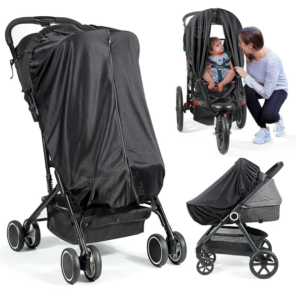 Orzbow stroller sun shade with two-way zip for easy entry and exit.