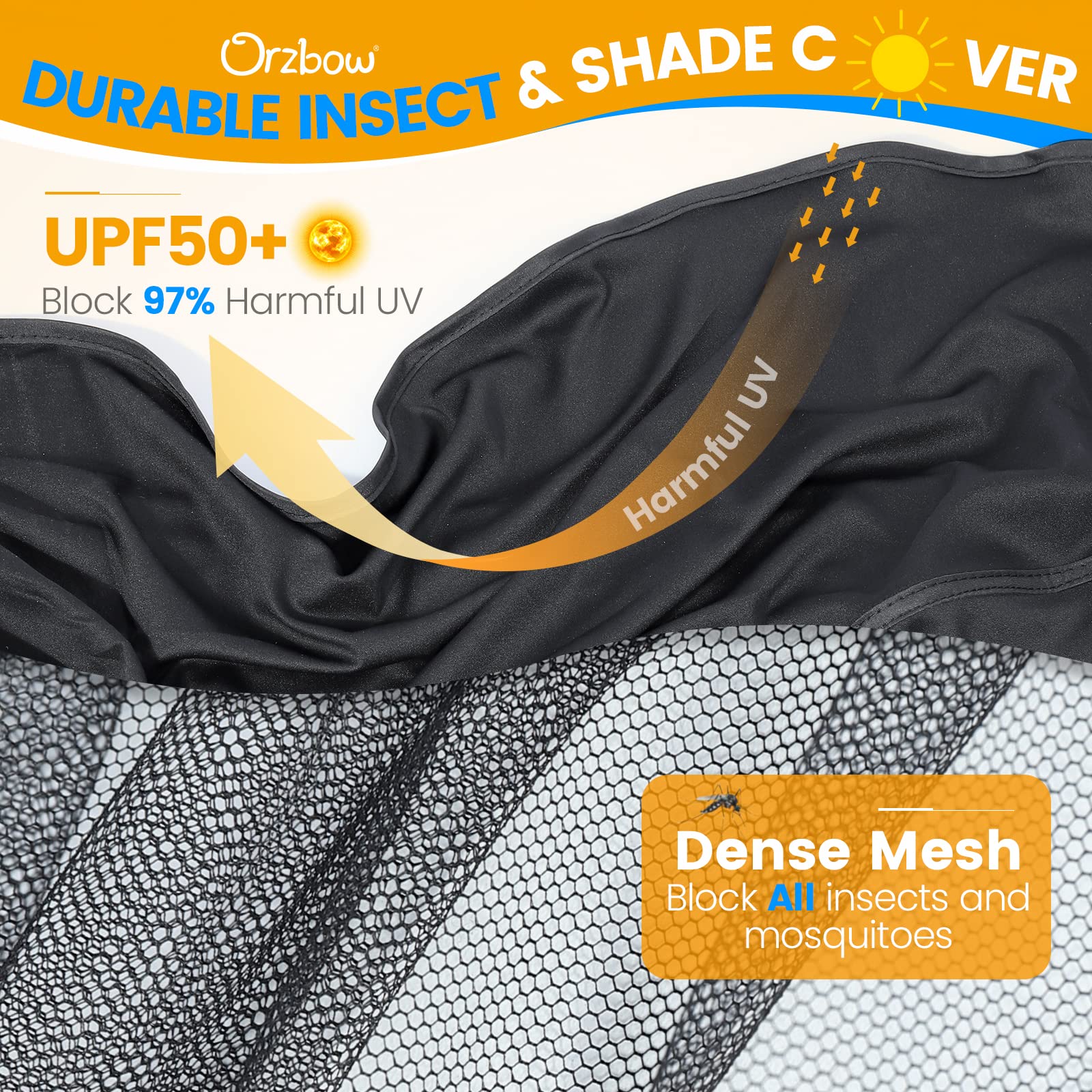 Orzbow sun-shade-upf50-stroller-cover offers reliable sun protection while keeping baby cool.