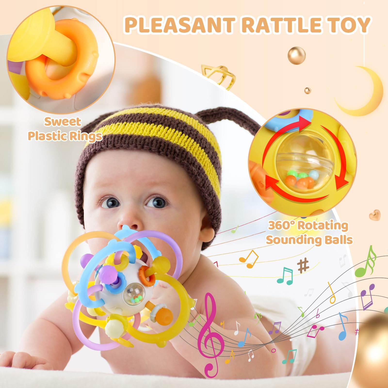 Orzbow teething disc with varied textures soothing gums and encouraging chewing.
