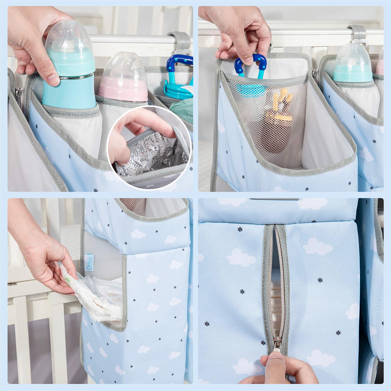 Orzbow three-in-one design showing combined diaper caddy, organizer, and storage.
