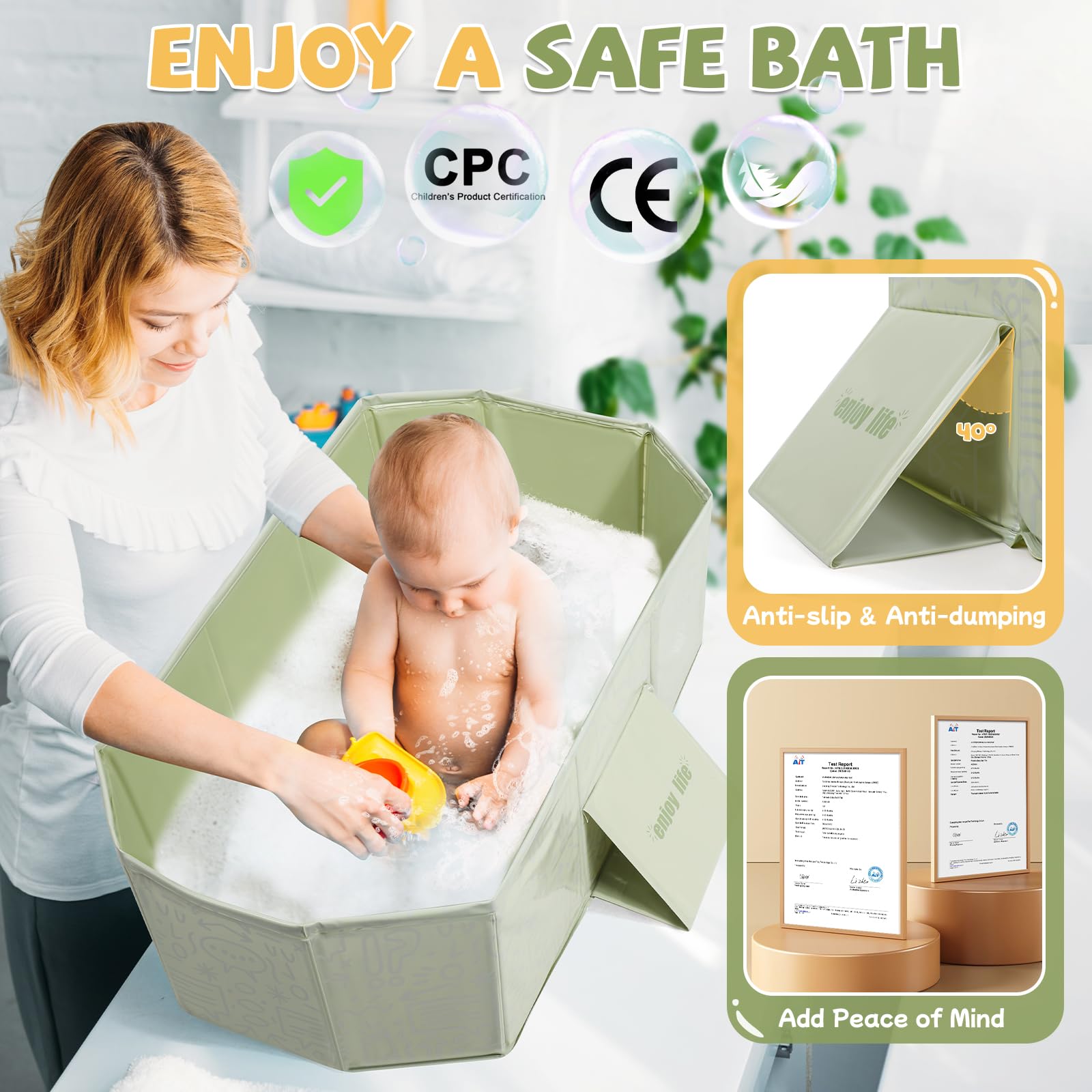 Orzbow travel-compact tub folds flat for easy portability.