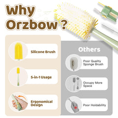 Orzbow U-shaped rim brush removing residue from bottle rim