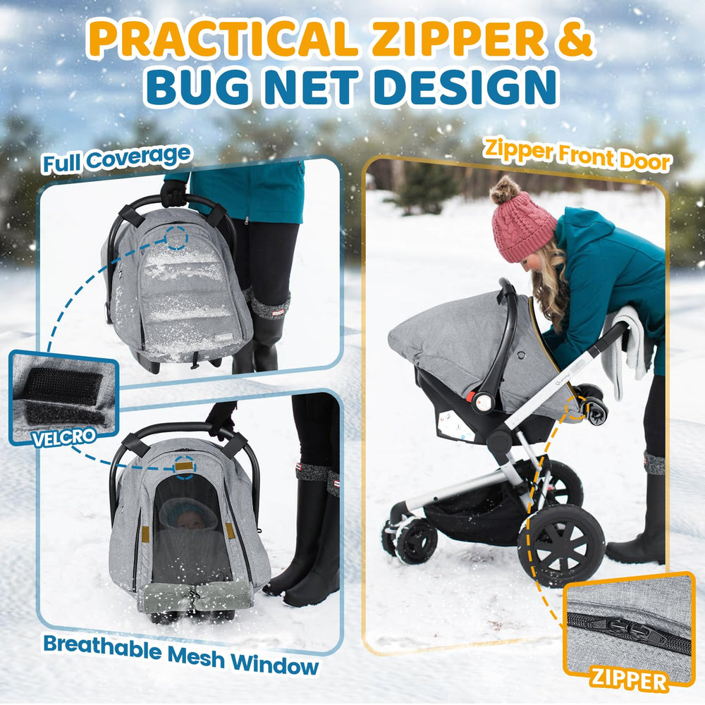 Orzbow universal-fit car seat cover with elastic hem stays secure during travel.