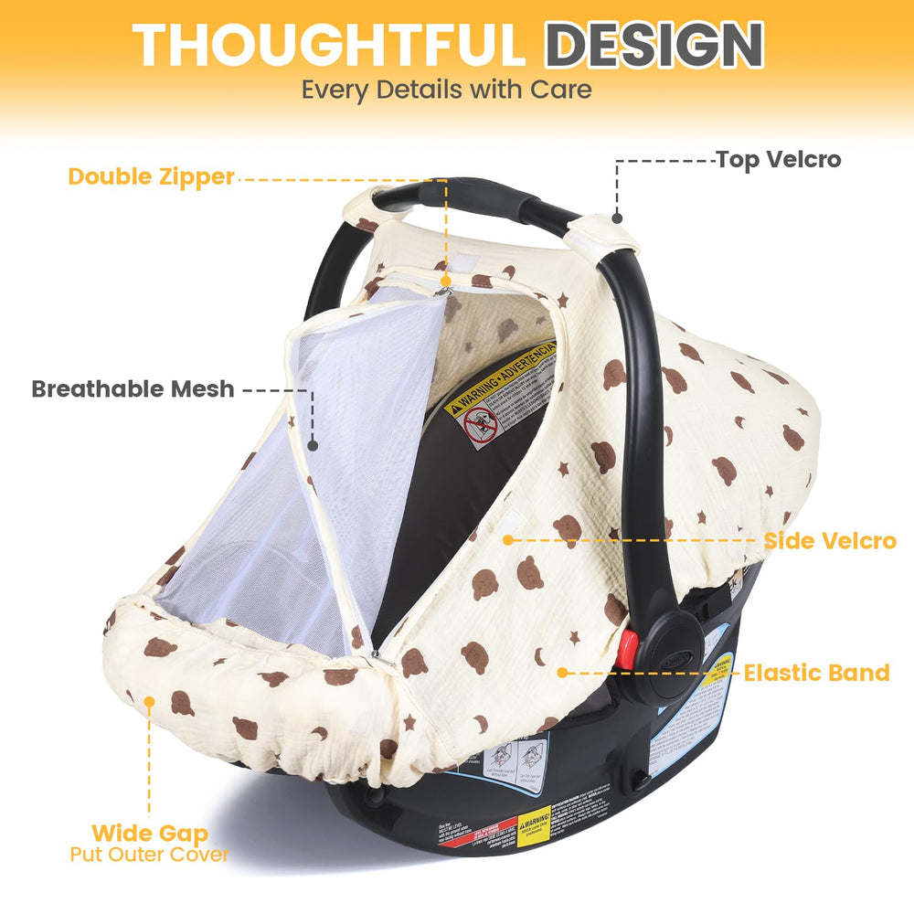 Orzbow universal-fit car seat cover attaches with hook-and-loop for many seats.