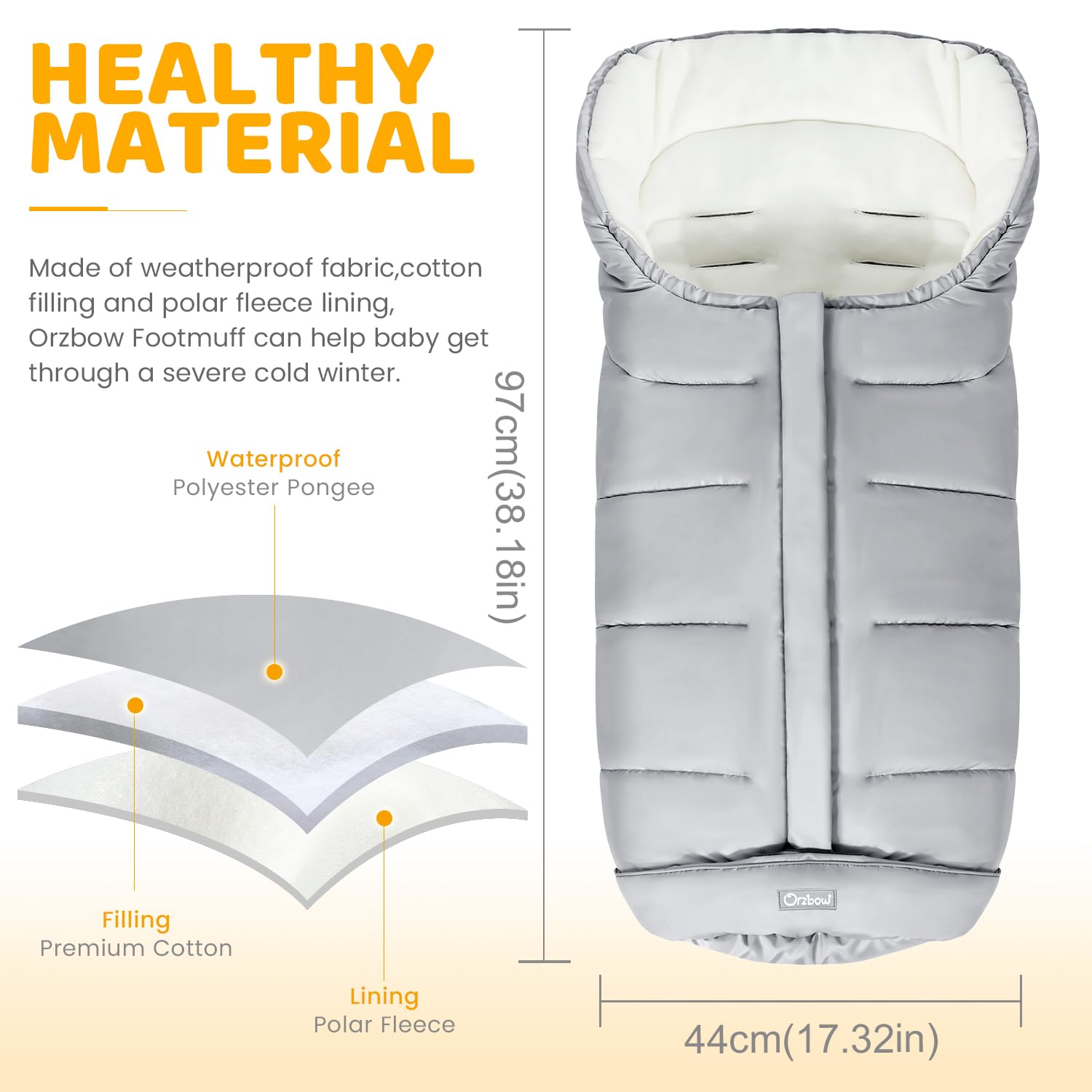 Orzbow footmuff foldable design lets you compactly store it.