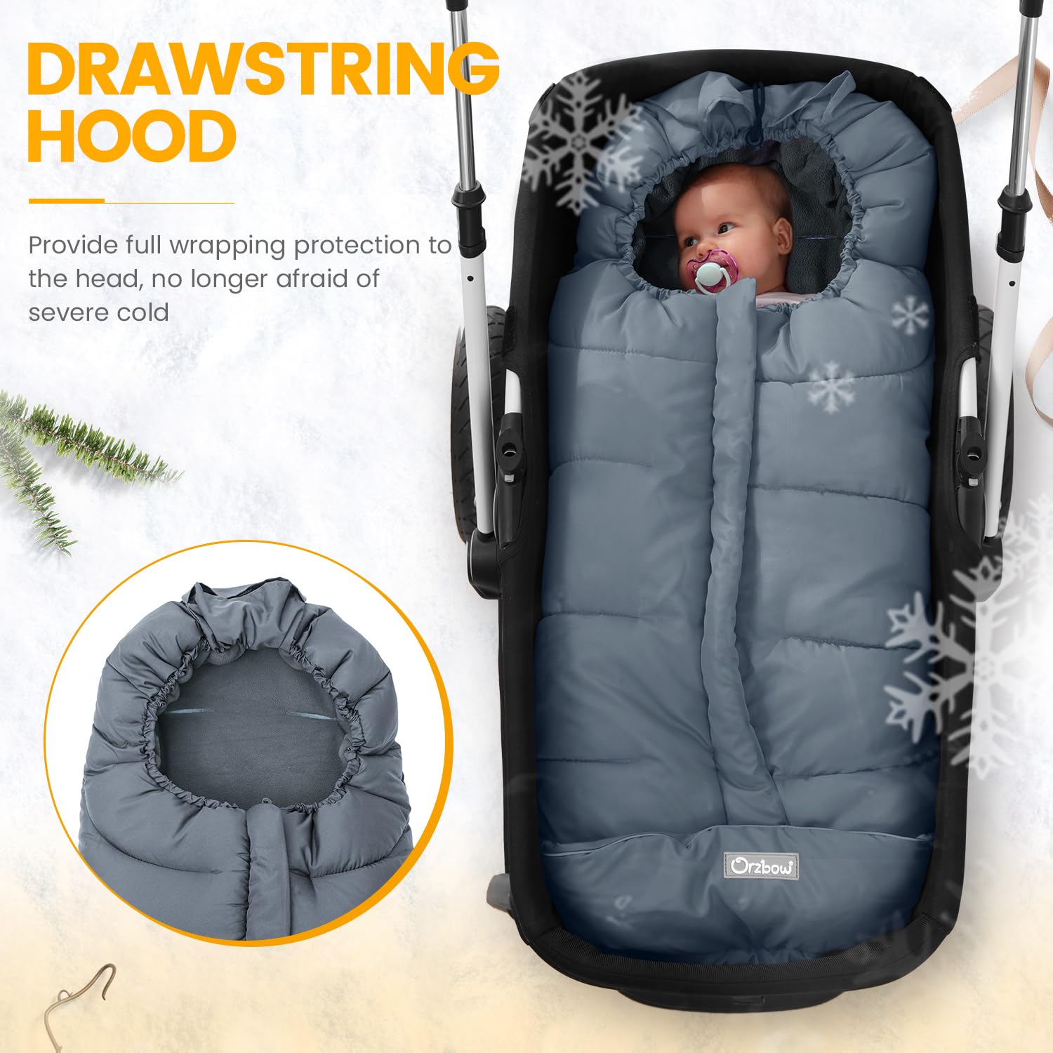 Orzbow universal footmuff side view demonstrates broad stroller compatibility