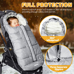 Orzbow footmuff waterproof fabric close-up shows durable weather protection.