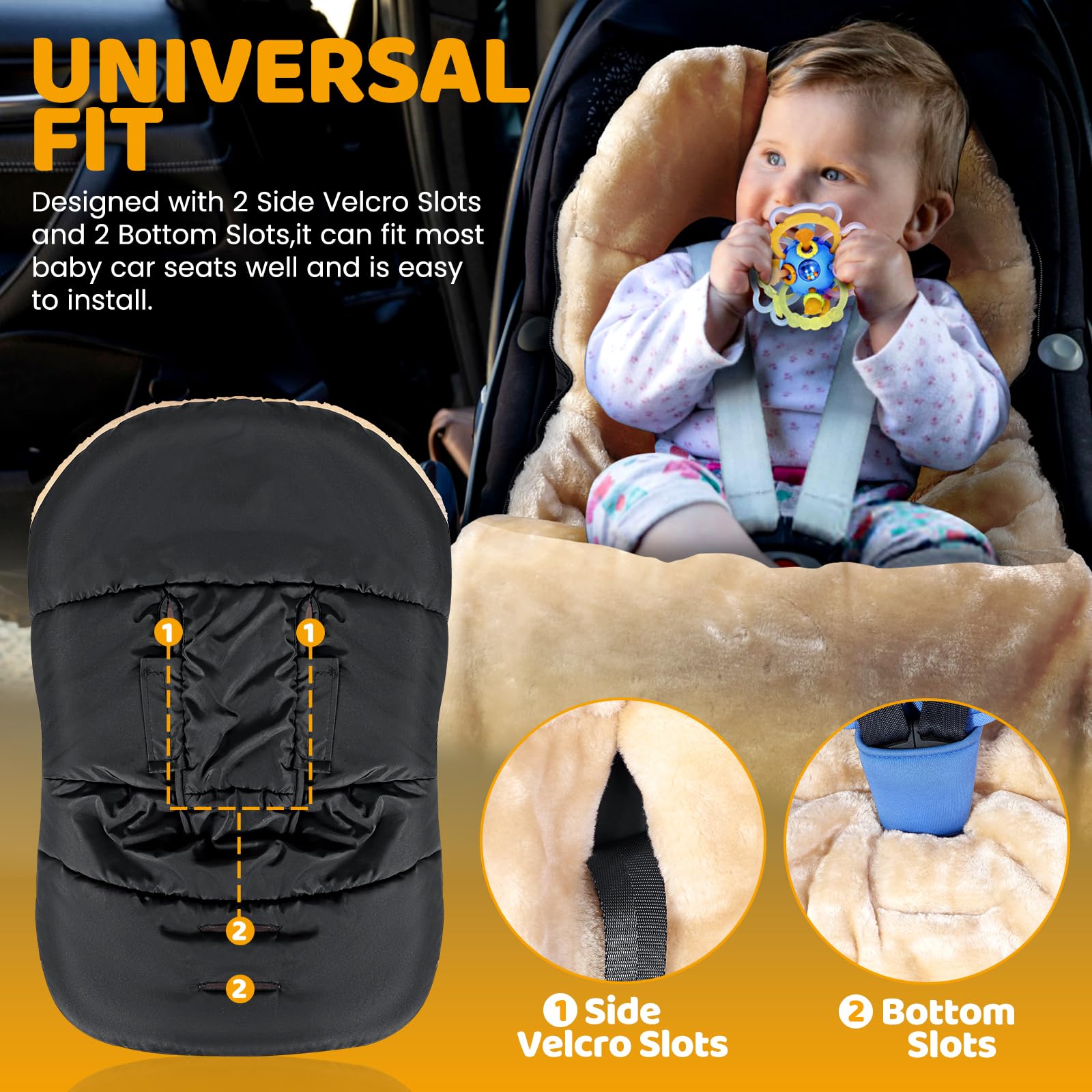 Orzbow universal harness slots fit 3- and 5-point systems on most car seats