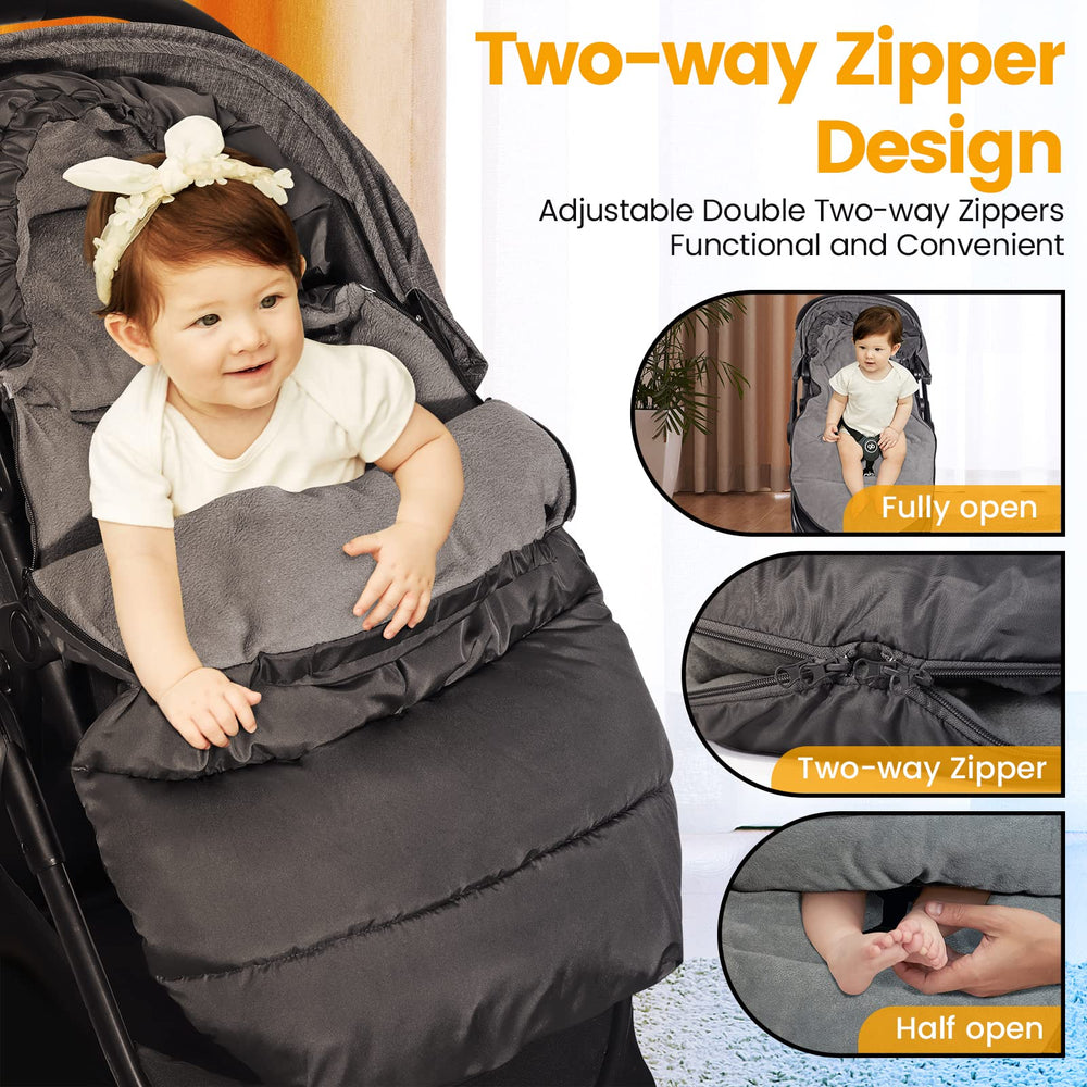 Orzbow footmuff interior view shows plush lining for cozy warmth and room to move