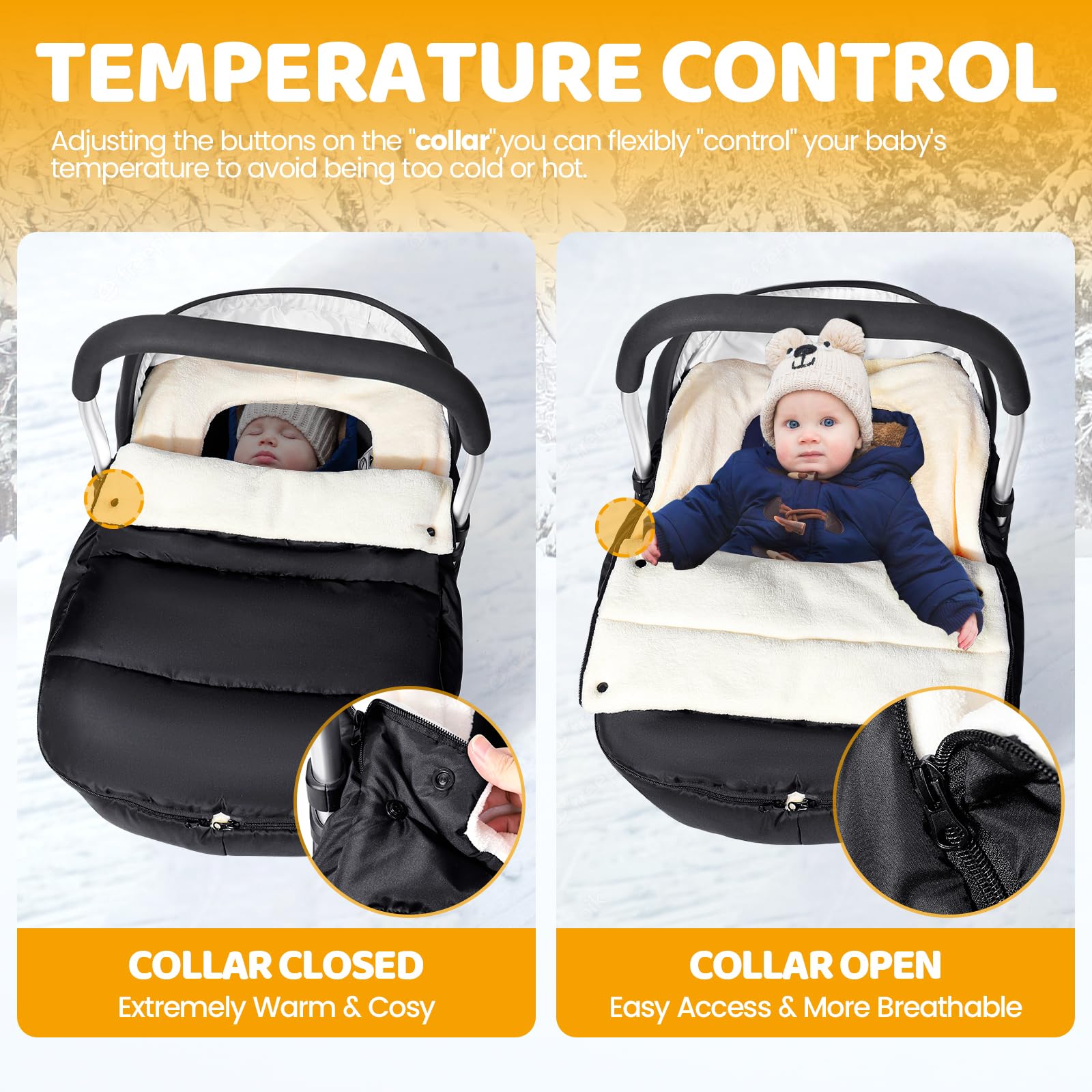 Orzbow waterproof car seat cover with zipper keeps baby dry on rainy days