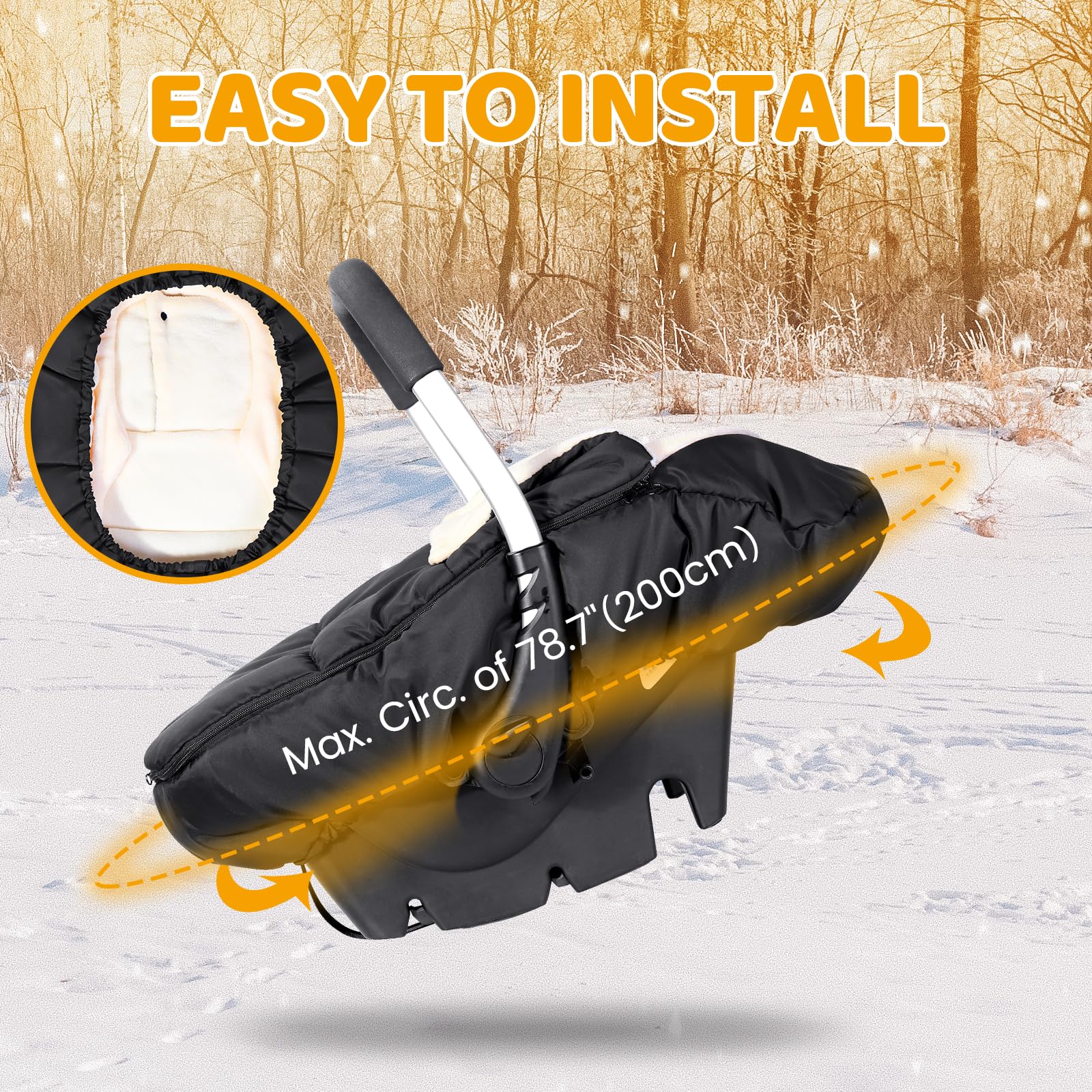 Orzbow waterproof outer layer keeps the seat dry after snow or rain