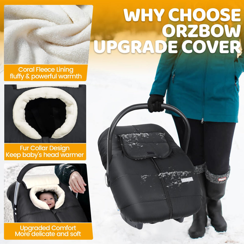 Orzbow coral fleece lining keeps baby warm and cozy on cold stroller outings.