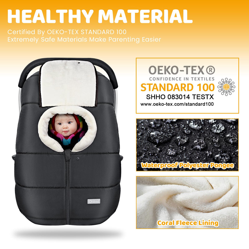 Orzbow foldable cover tucks into a diaper bag for on-the-go use.