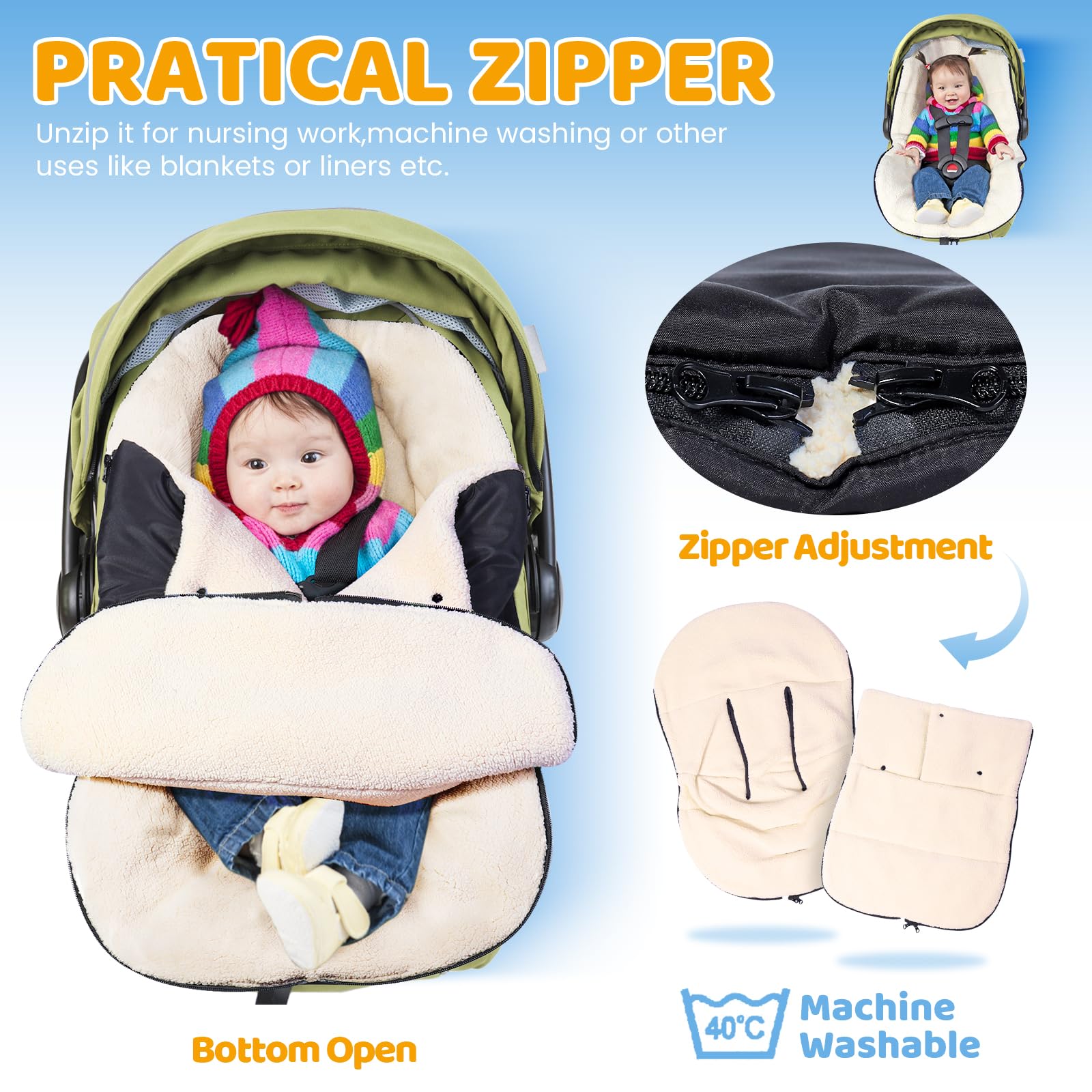 Orzbow bottom-zipper detail demonstrates convenient access and easy cleaning.