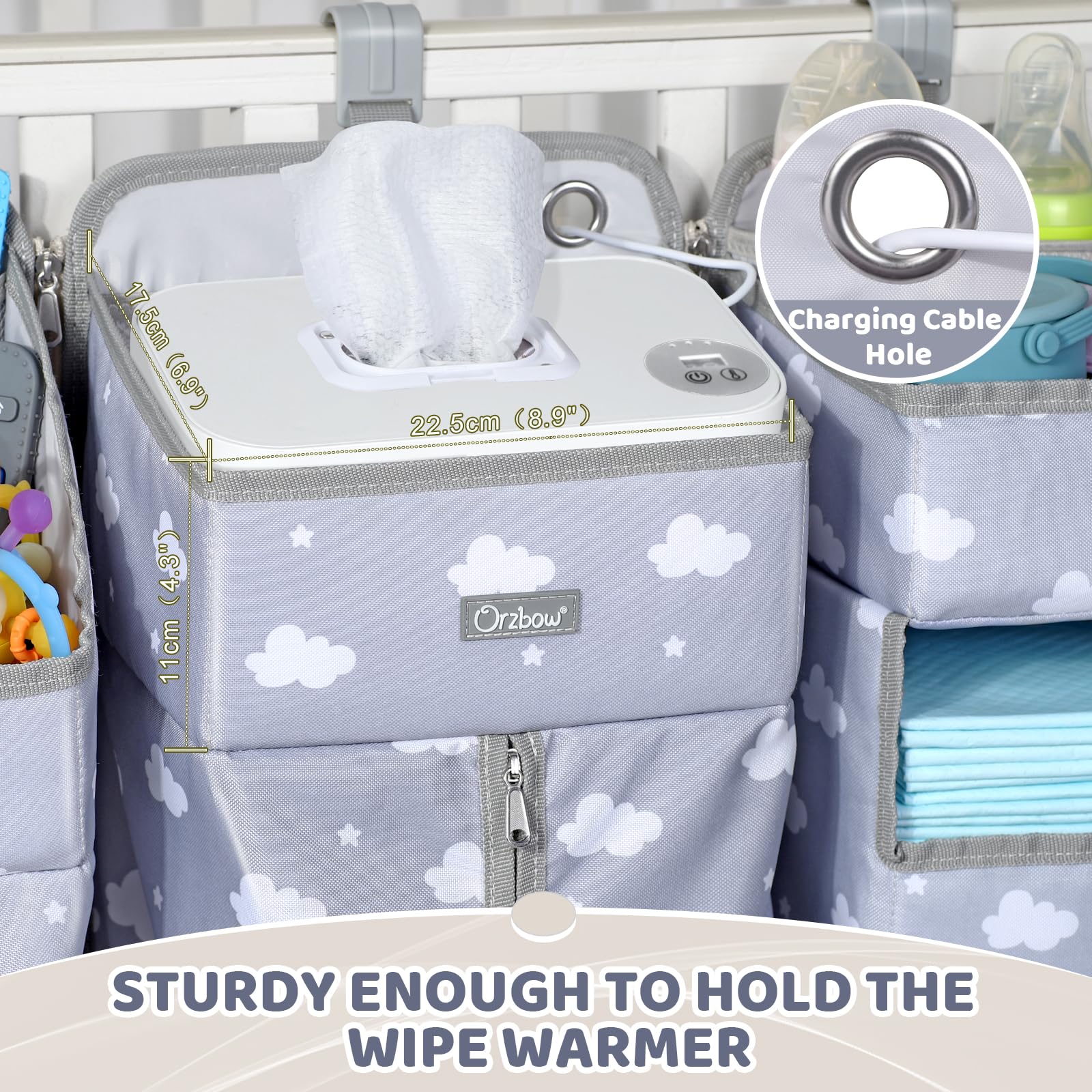 Orzbow XL middle compartment wider for wet wipes and bigger items, keeping essentials within reach.
