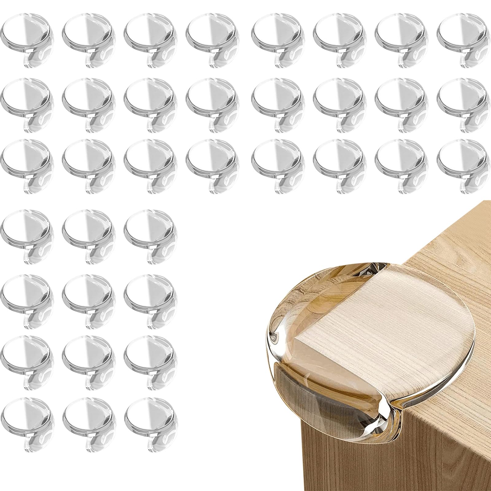 Osareny 36-pack corner protector installed on a table edge showing clear design for baby safety