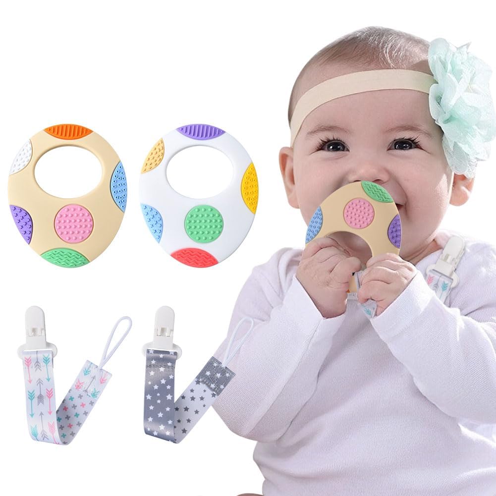 OSDUE Easter egg teether 2-pack with bright colors soothe gums safely.