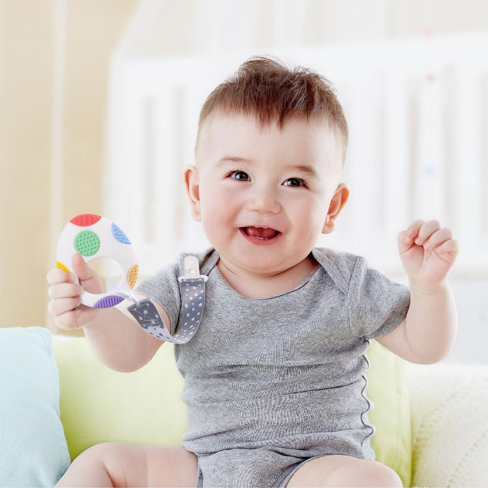 OSDUE travel-friendly teether fits in a diaper bag for on-the-go.