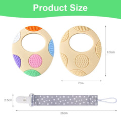 OSDUE baby teething mitten on wrist prevents drops while soothing.