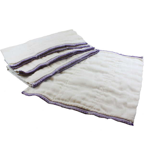 OsoCozy Better Fit prefold diapers in unbleached cotton; natural color and soft texture.