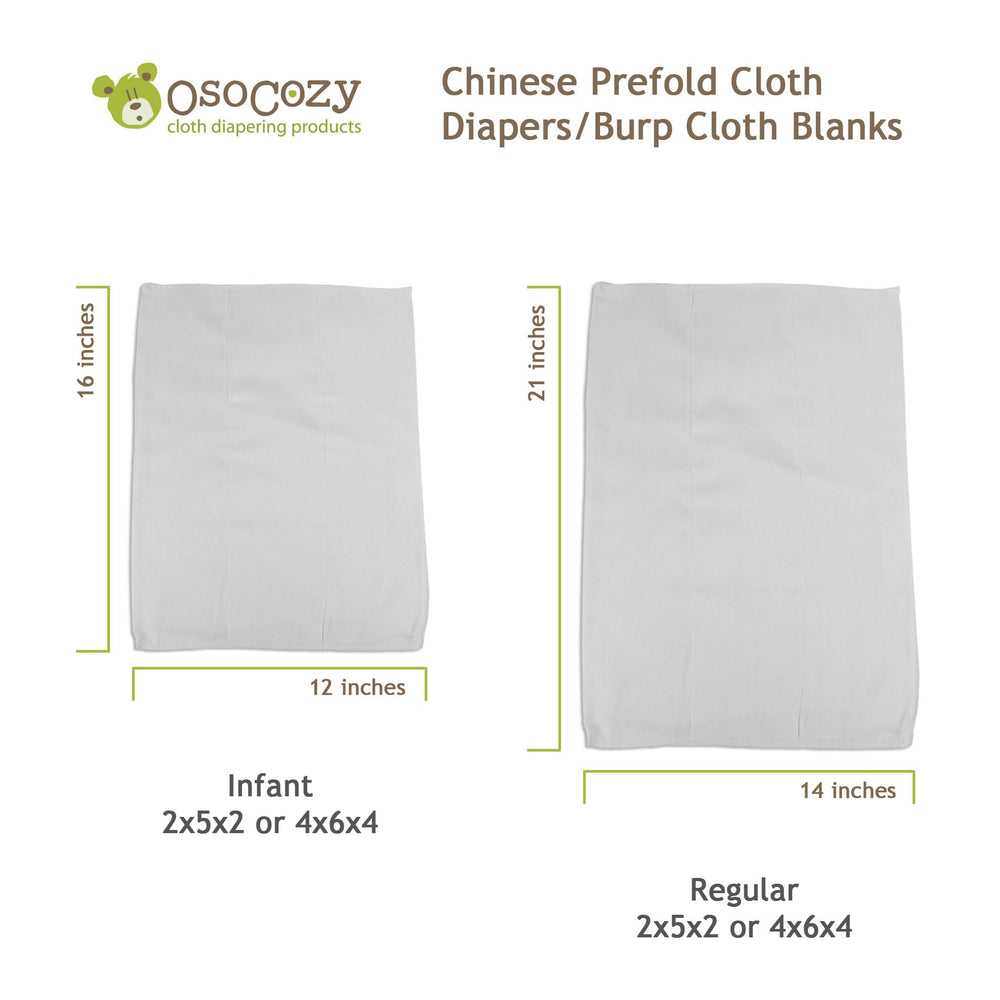 Close-up of OsoCozy Chinese Prefolds white fabric and stitching