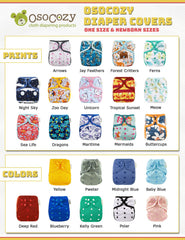 Osocozy diaper cover features double-leg gussets to help contain leaks.