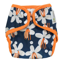 OsoCozy one-size cloth diaper cover with adjustable snap fit for a secure, flexible fit.