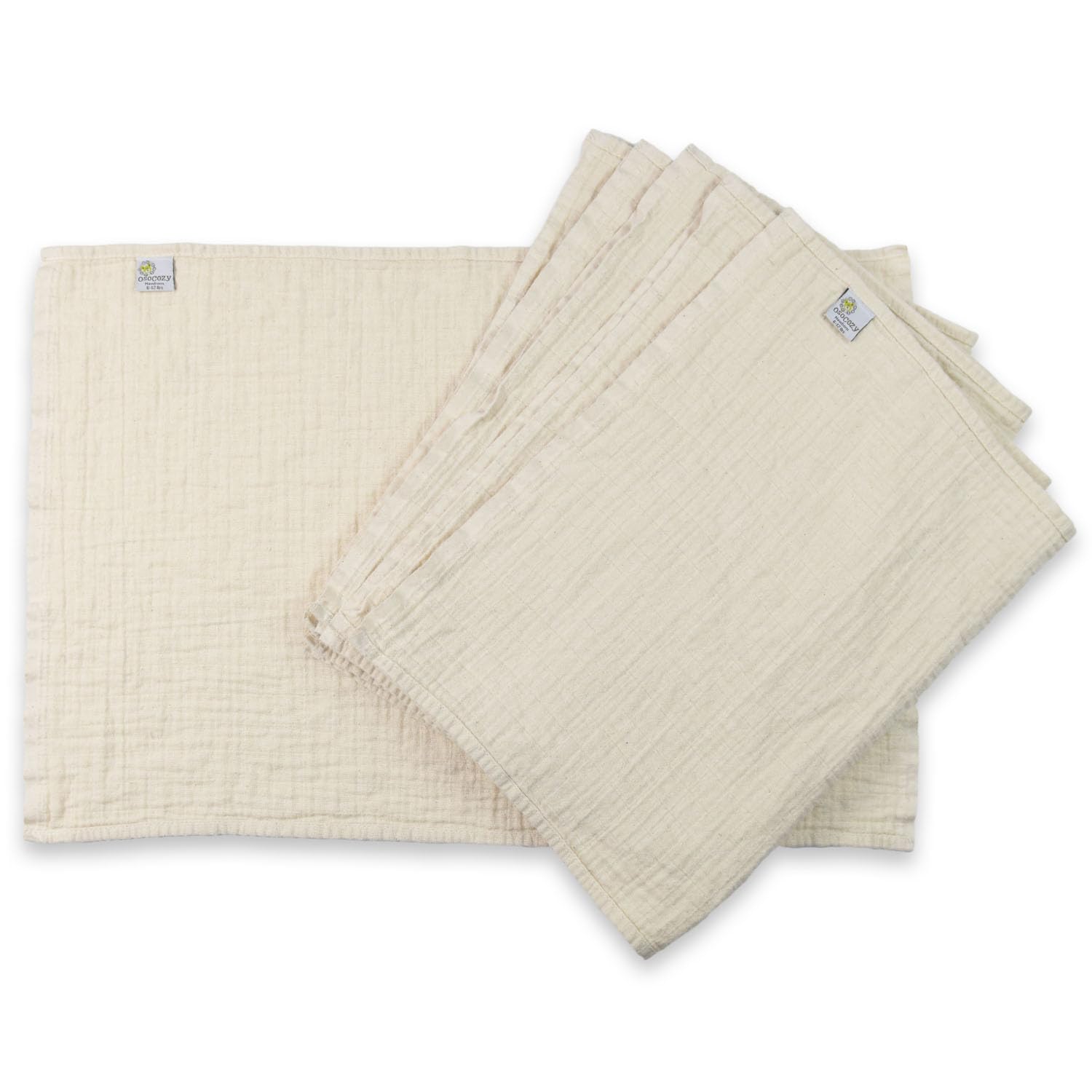 OsoCozy Organic Muslin Flat Diapers newborn set, gentle on delicate skin.