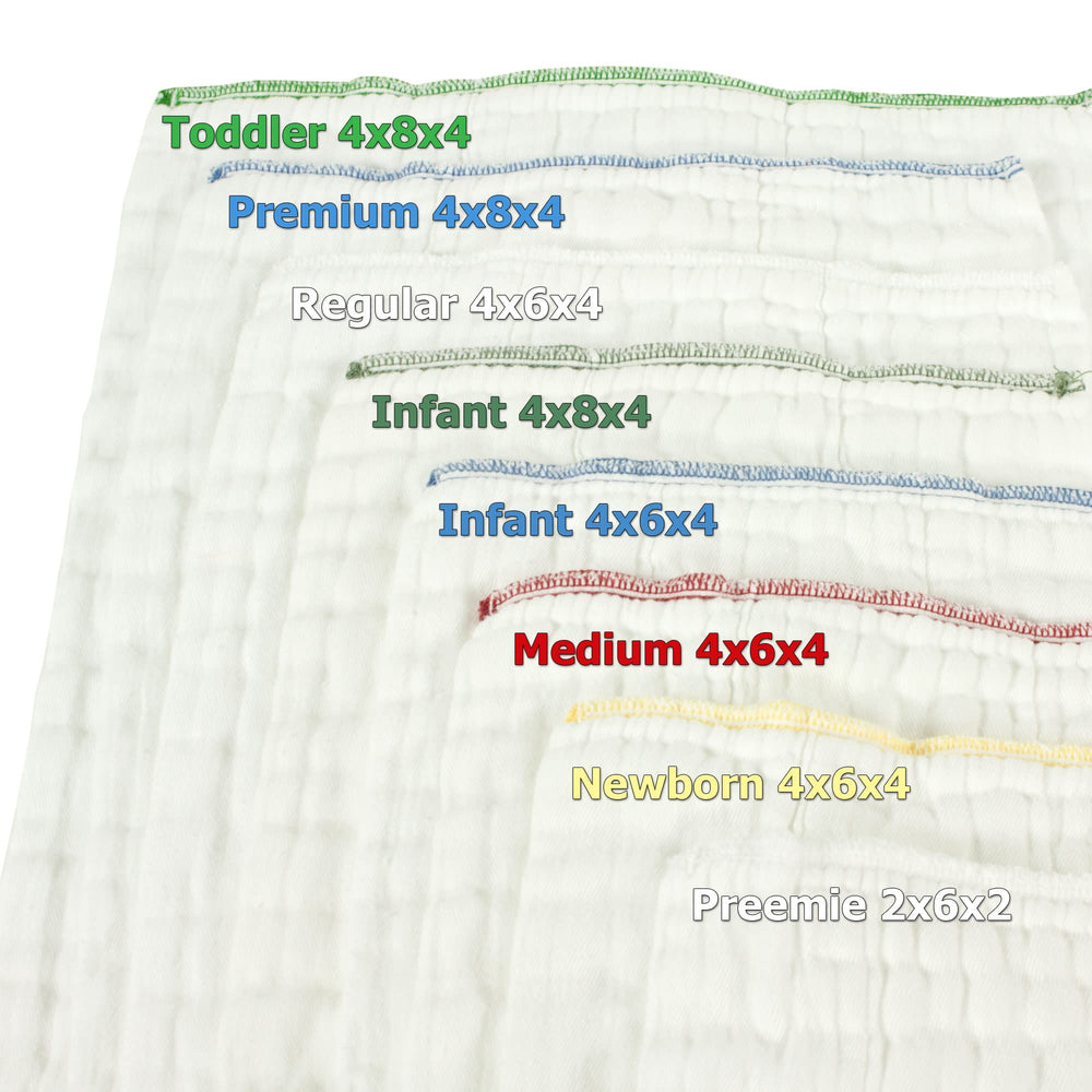 OsoCozy prefolds doubling as burp cloths and cleaning rags.