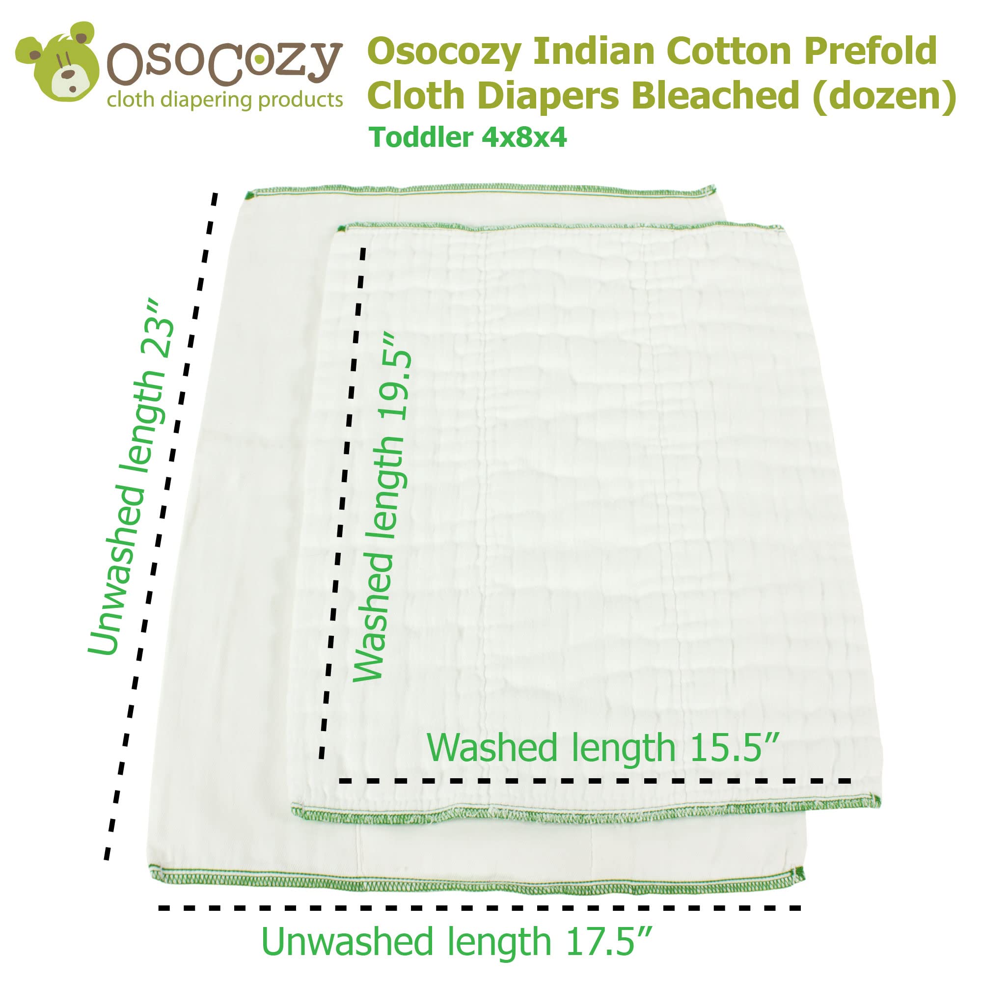 OsoCozy infant-size prefolds 7-15 lbs provide a snug newborn-friendly fit.