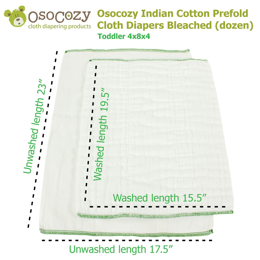 OsoCozy infant-size prefolds 7-15 lbs provide a snug newborn-friendly fit.