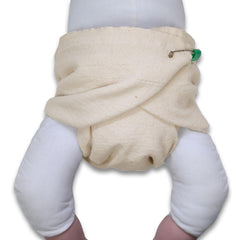 OsoCozy birdseye diaper folded for baby fit, demonstrating versatile folding.