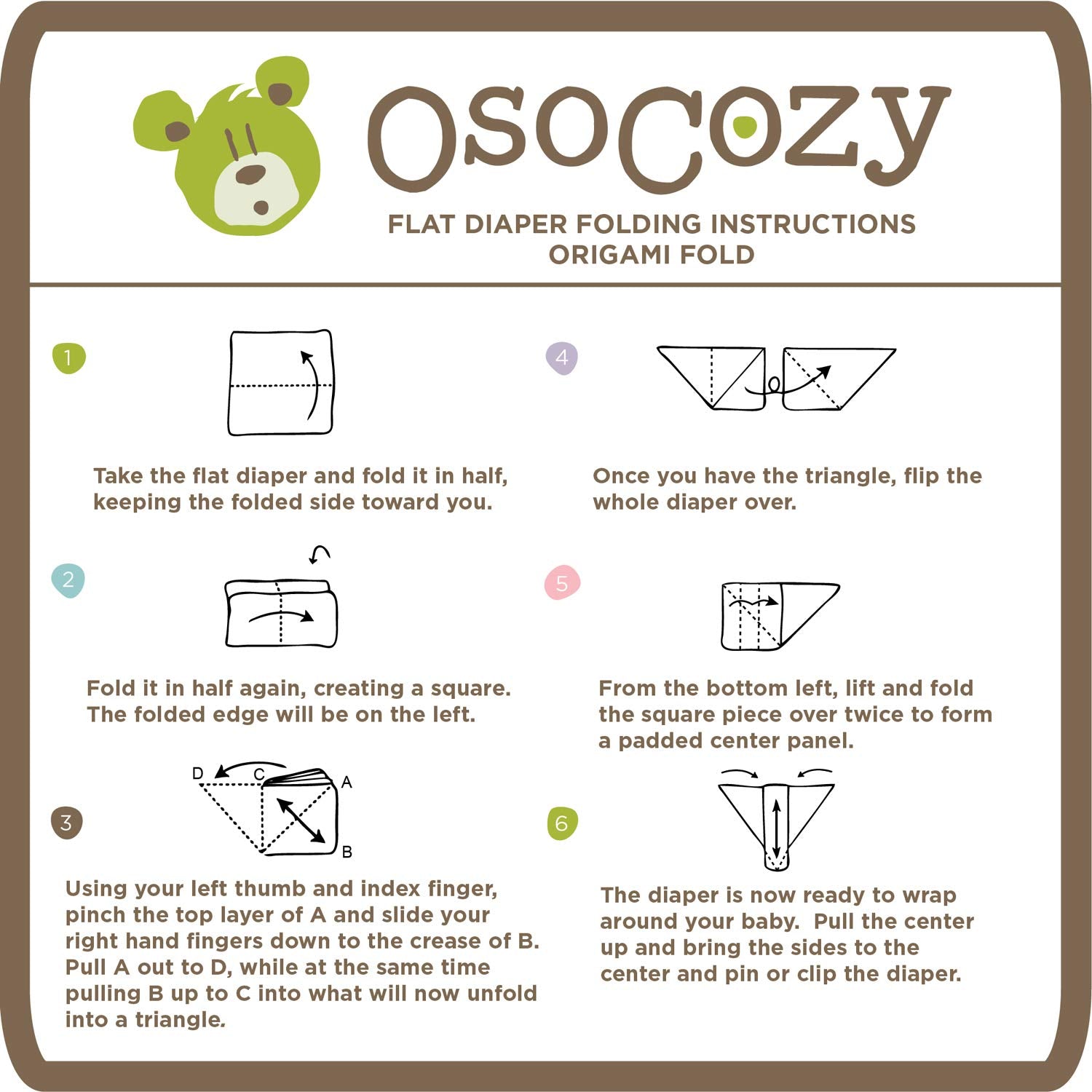 OsoCozy unbleached flat diaper used as burp cloth or changing pad.